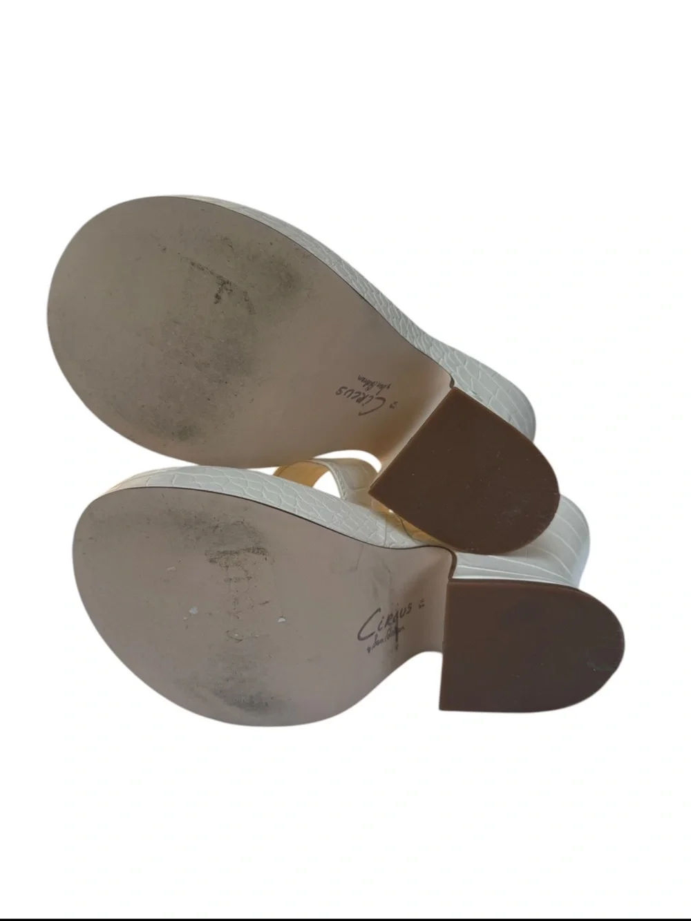 Circus by Sam Edelman Cream Croc-Embossed Platform Wedge Sandals
